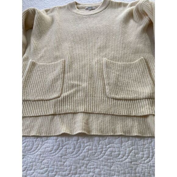 Madewell Ivory Patch Pocket Pullover Sweater Size S Long Sleeve Crew Neck - Picture 9 of 13
